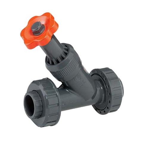 VANNE A SIEGE INCLINE PVC, MALES A COLLER, EPDM+PE D 020 PN 16