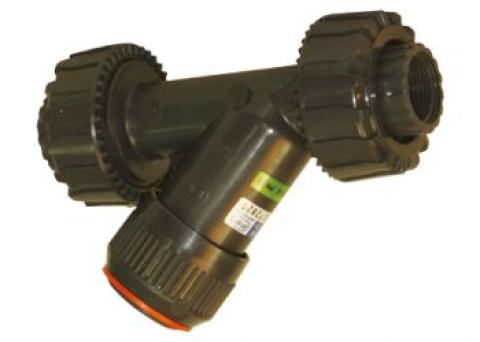 FILTRE A TAMIS INCLINE PVC EPDM RAC. UNION  D 1" MAILLE 1,5 PN 16